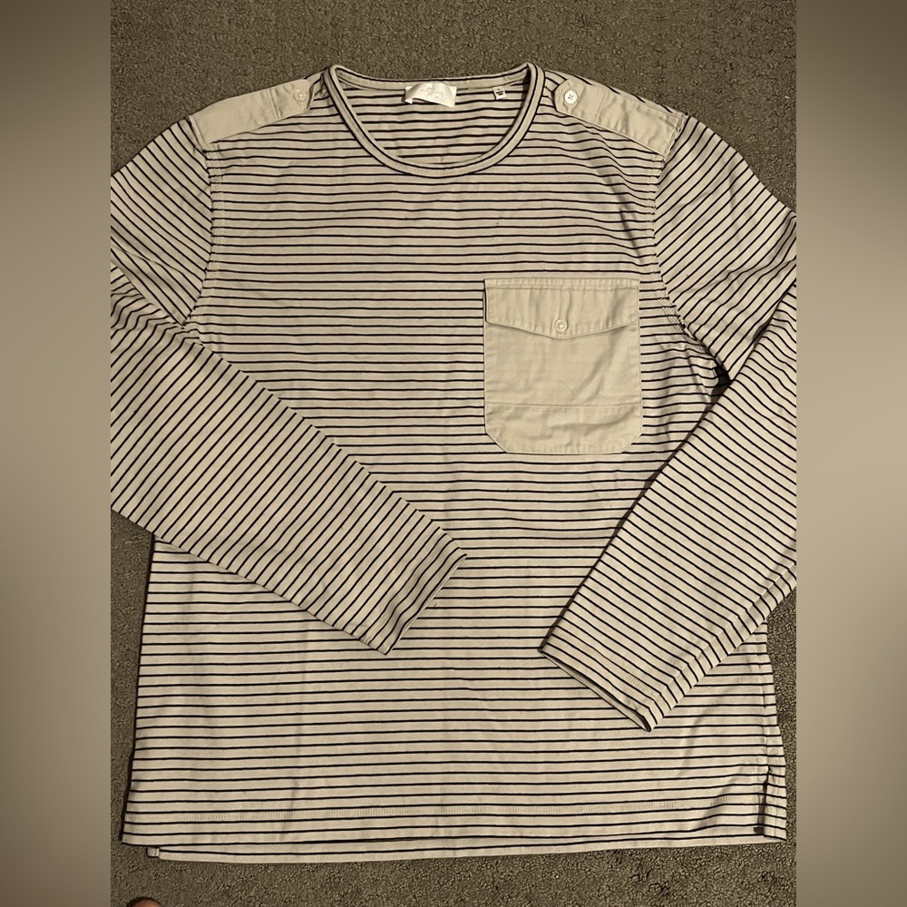 7 For All Mankind Men's Stripe Epaulet Long Sleeve T-Shirt